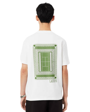 T-Shirt Uomo Lacoste Tennis Print Bianco