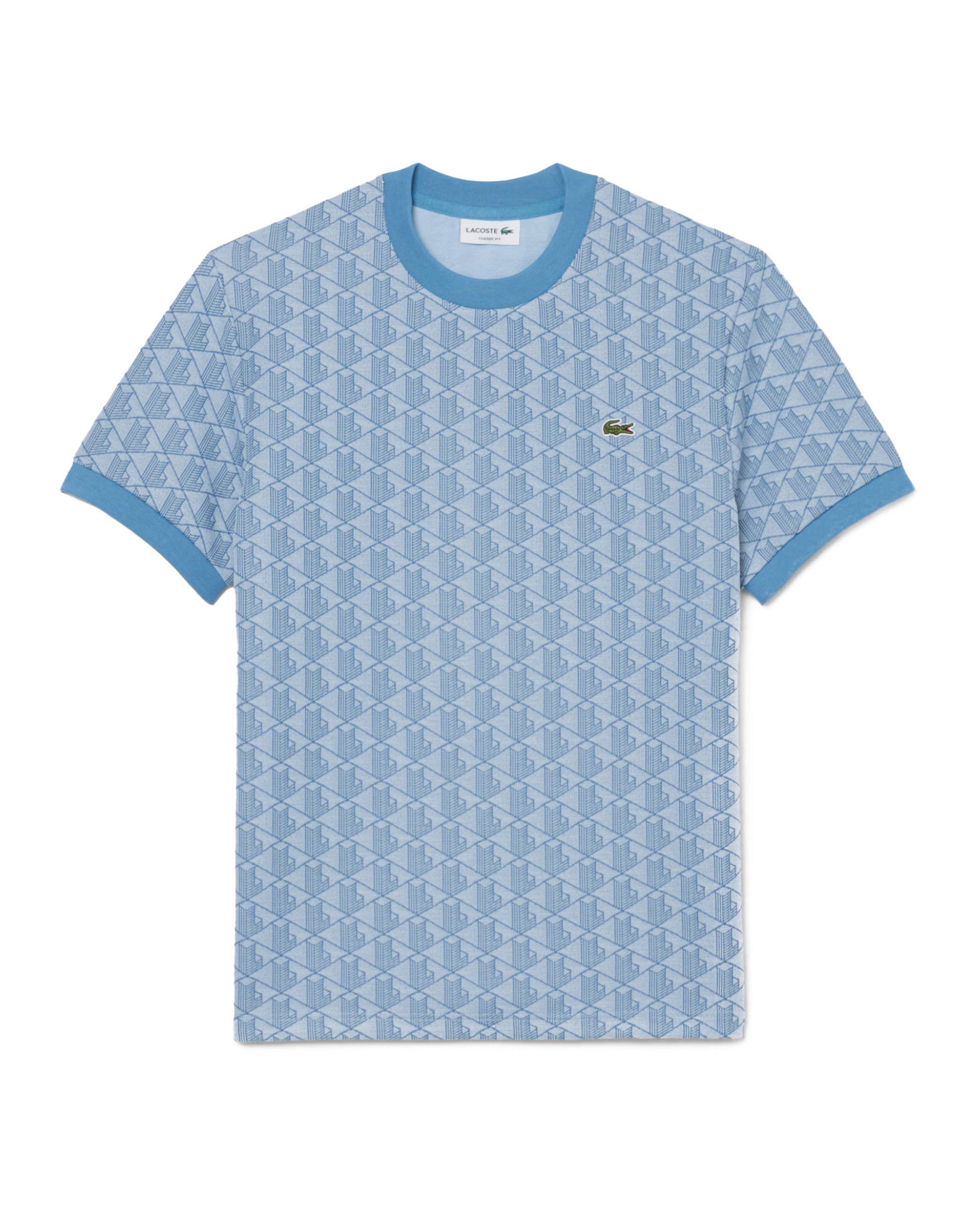 T-Shirt Uomo Monogramma Jacquard Celeste