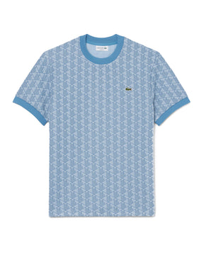 T-Shirt Uomo Monogramma Jacquard Celeste