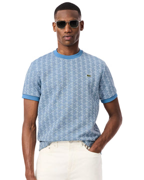 T-Shirt Uomo Monogramma Jacquard Celeste