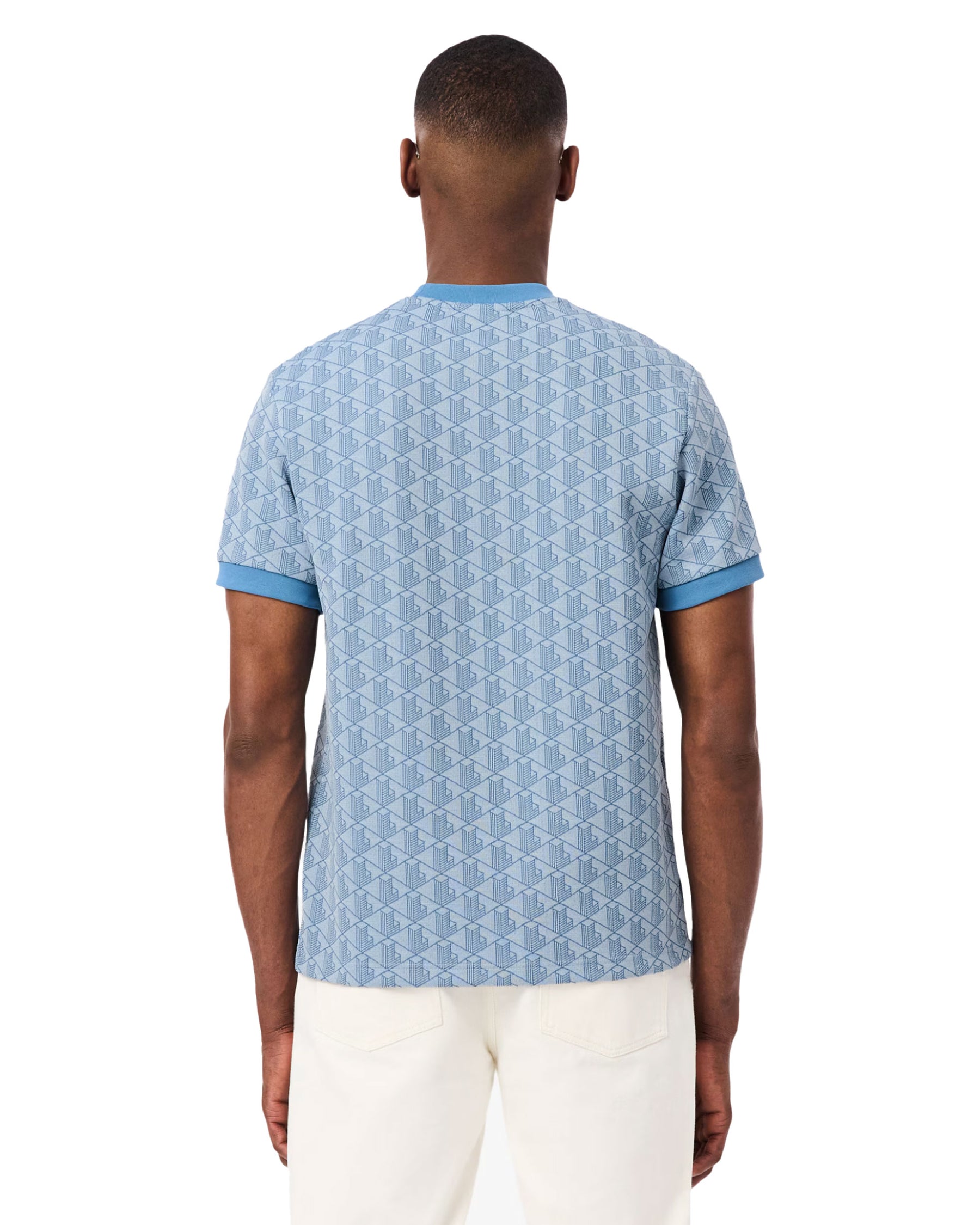 T-Shirt Uomo Monogramma Jacquard Celeste