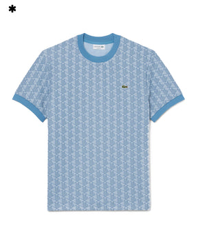 T-Shirt Uomo Monogramma Jacquard Celeste