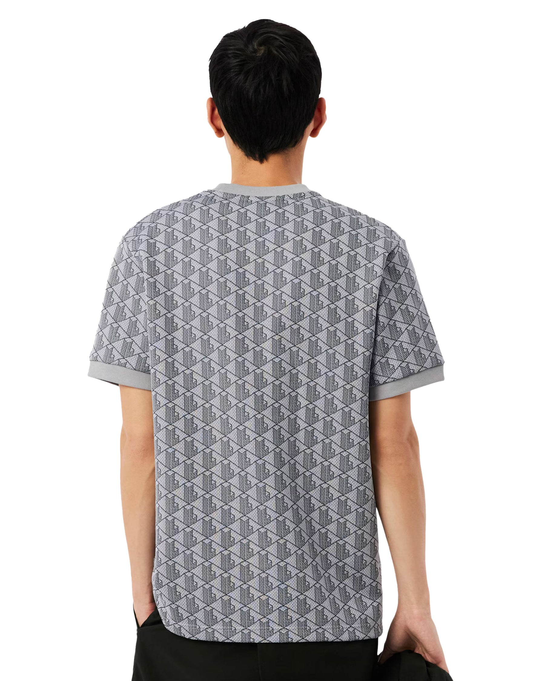 T-Shirt Uomo Monogramma Jacquard Grigio