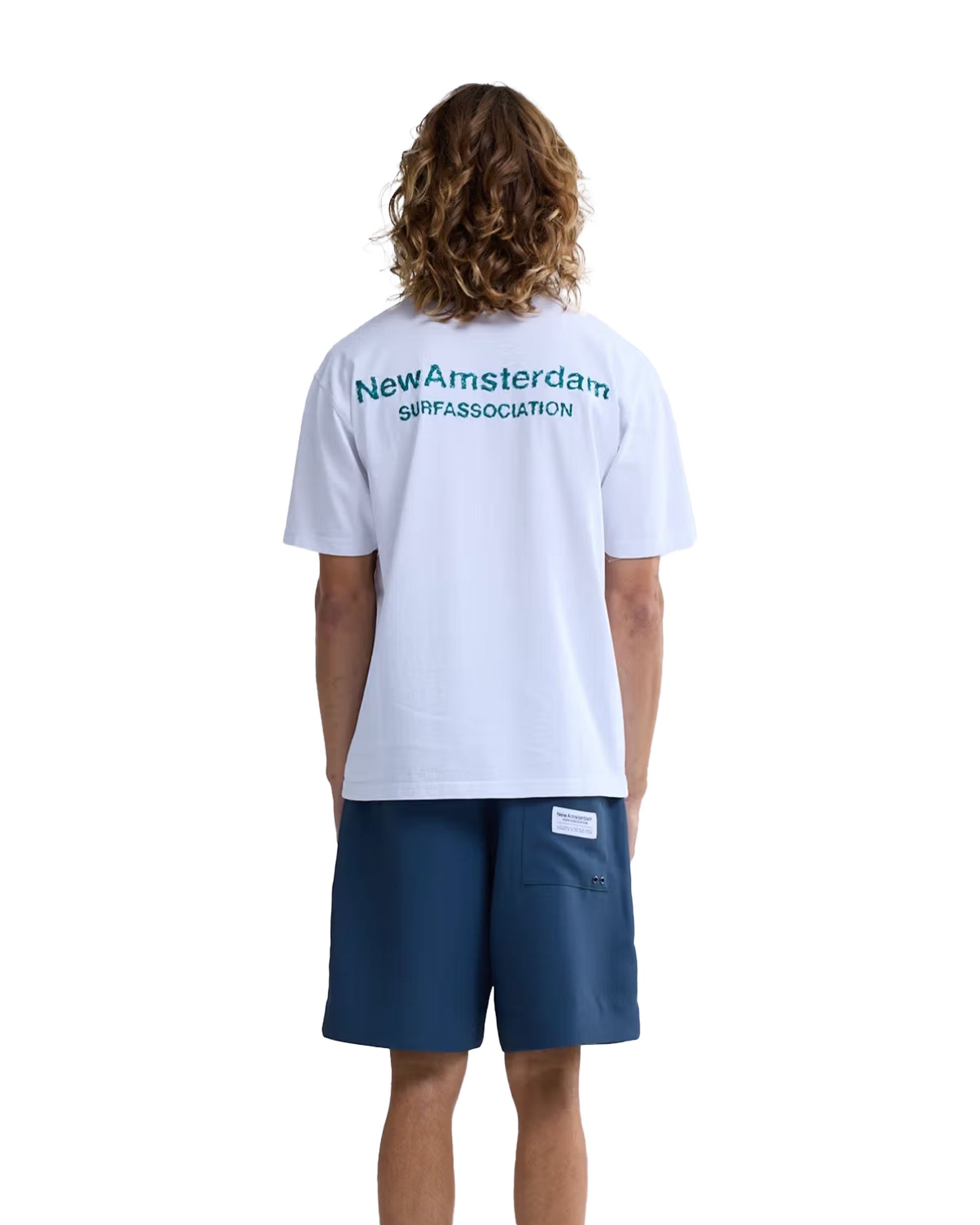 New Amsterdam Men's T-Shirt Surfassociation Logo Tee White Green