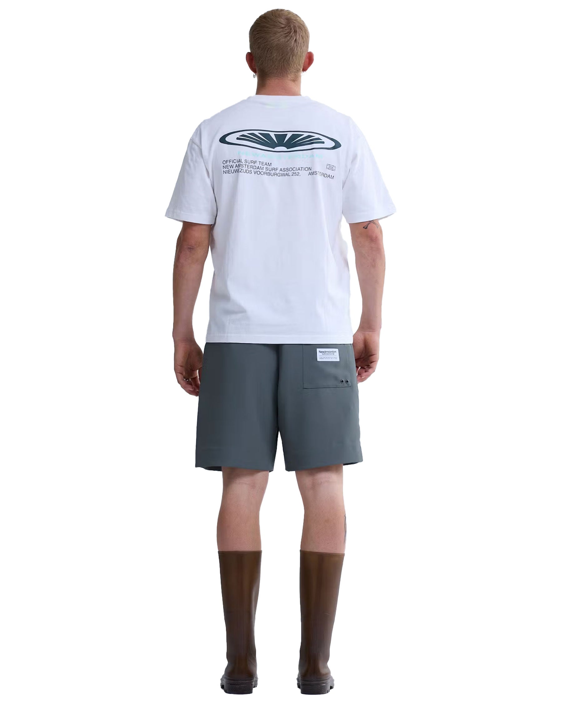 T-Shirt Uomo New Amsterdam Surfassociation Shaper Tee Overdyed White