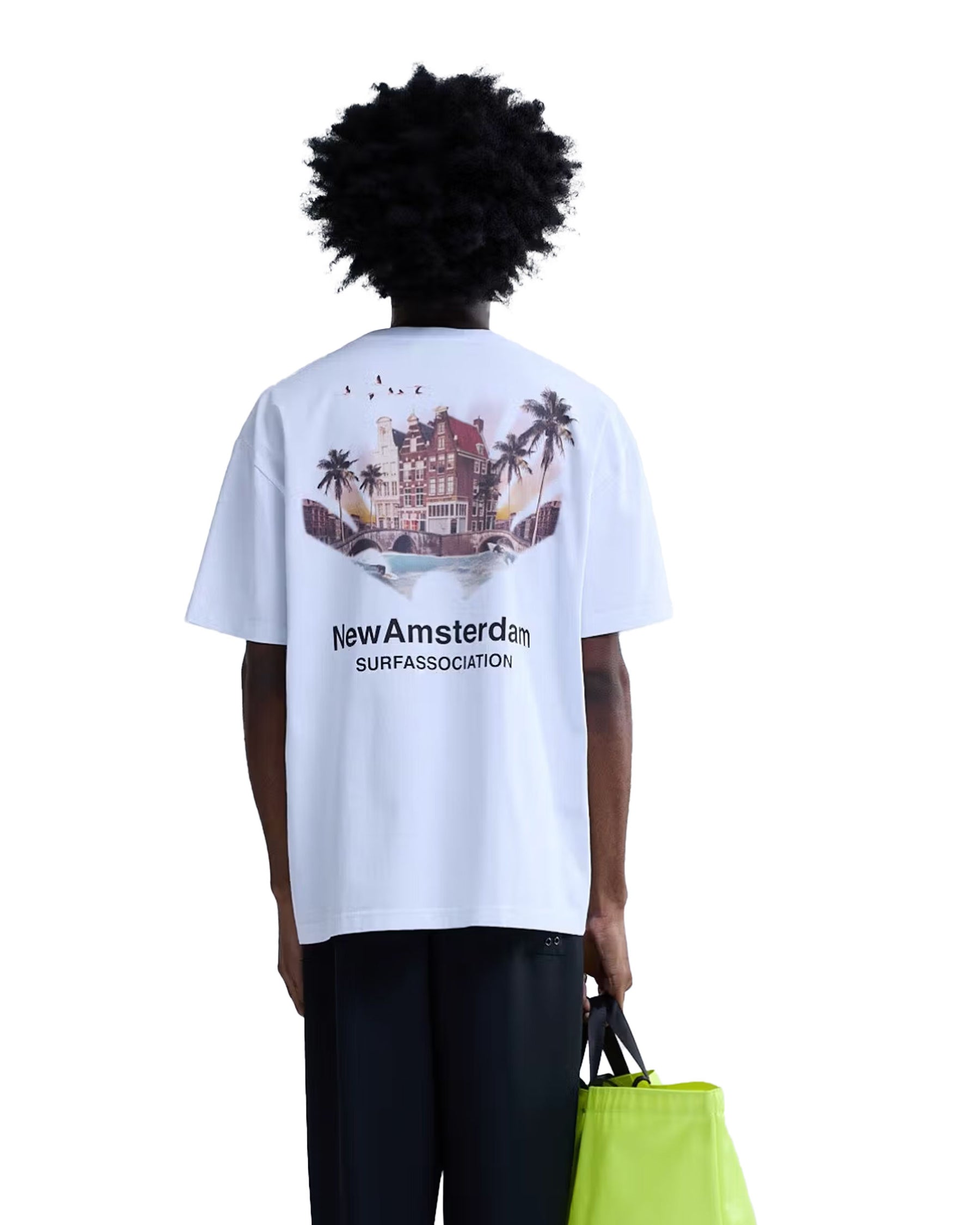 T-Shirt Uomo New Amsterdam Surfassociation Tropical Tee Bianco