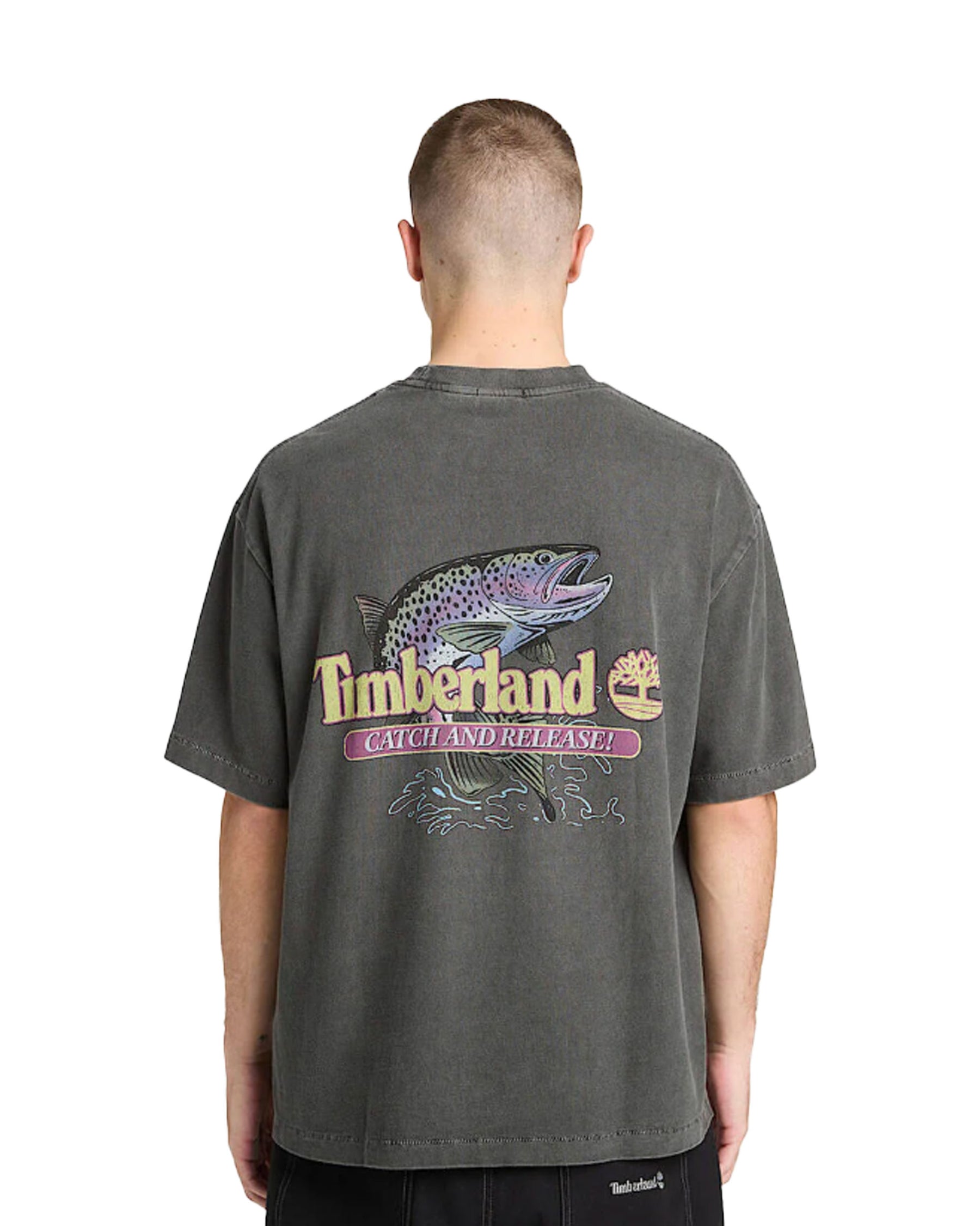 T-Shirt Uomo Timberland Fly Fishing Graphic Tee Grigio Scuro