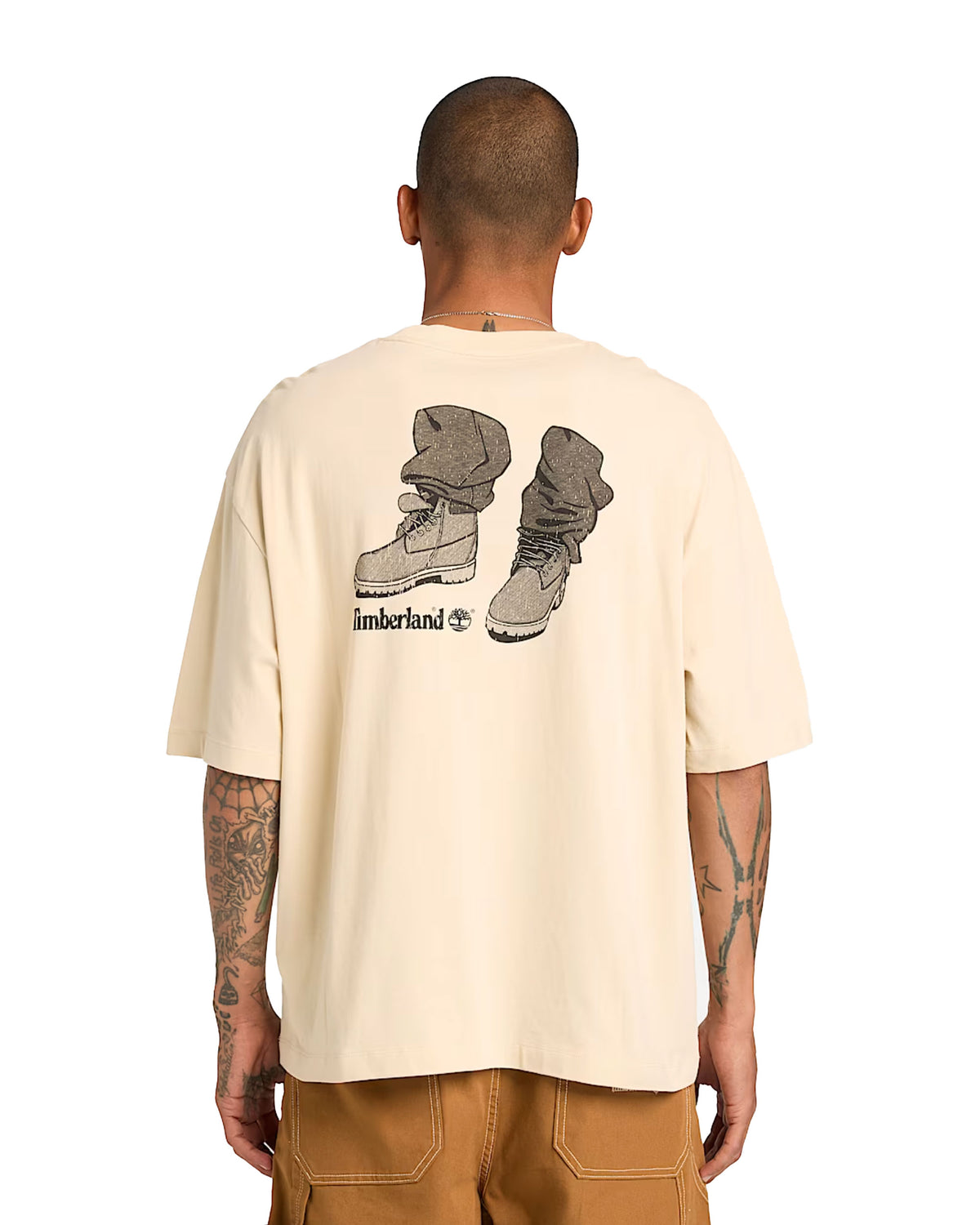 T-Shirt Uomo Timberland Short Sleeve Timbs On My Feet Graphic Beige