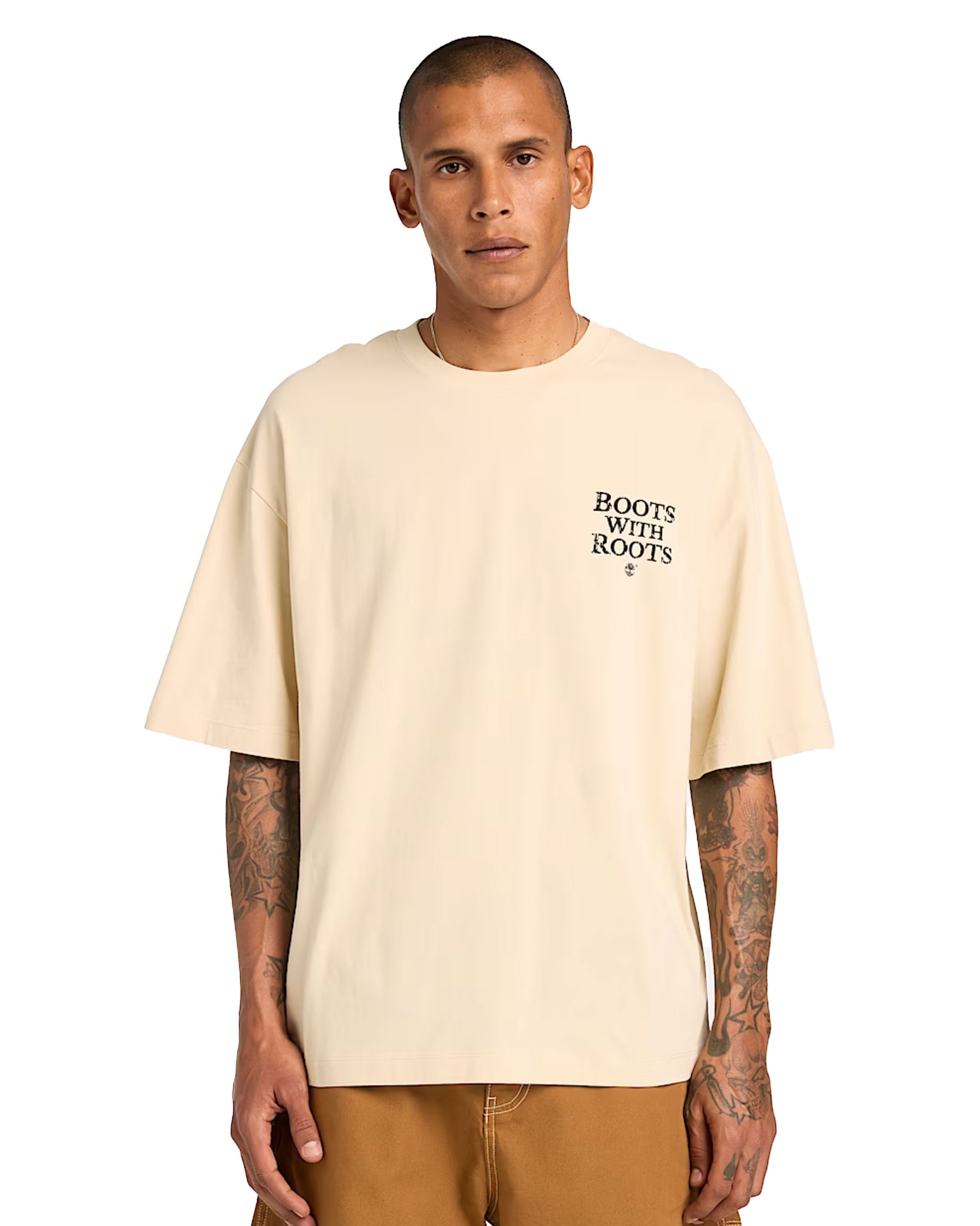 T-Shirt Uomo Timberland Short Sleeve Timbs On My Feet Graphic Beige
