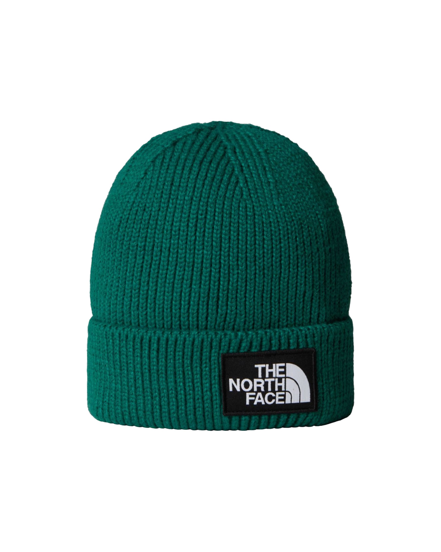 The North Face Logo Box Cuffed Beanie Evergreen
