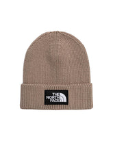 The North Face Logo Box Cuffed Beanie Mushroom Grey