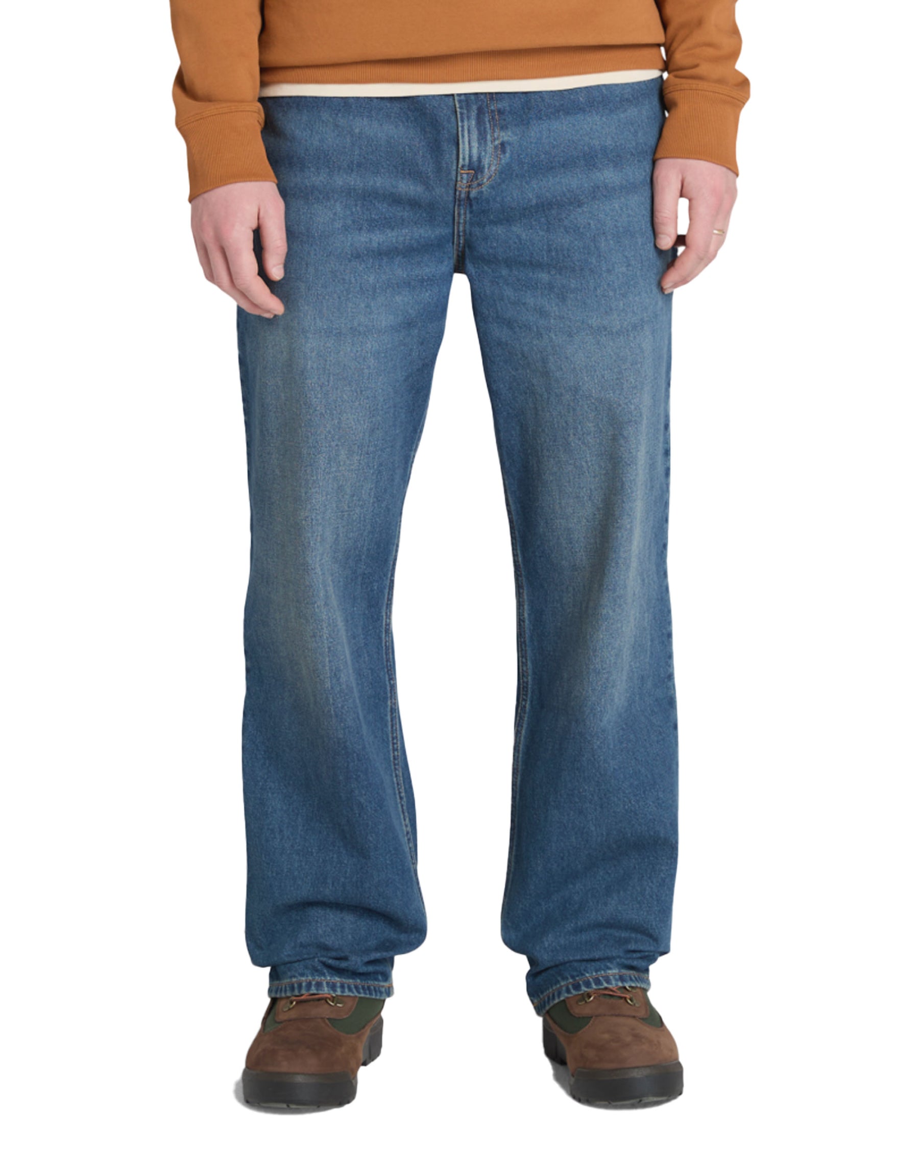 Timberland Sandown Back Embroidered Tree Logo Denim Pant Mid Indigo