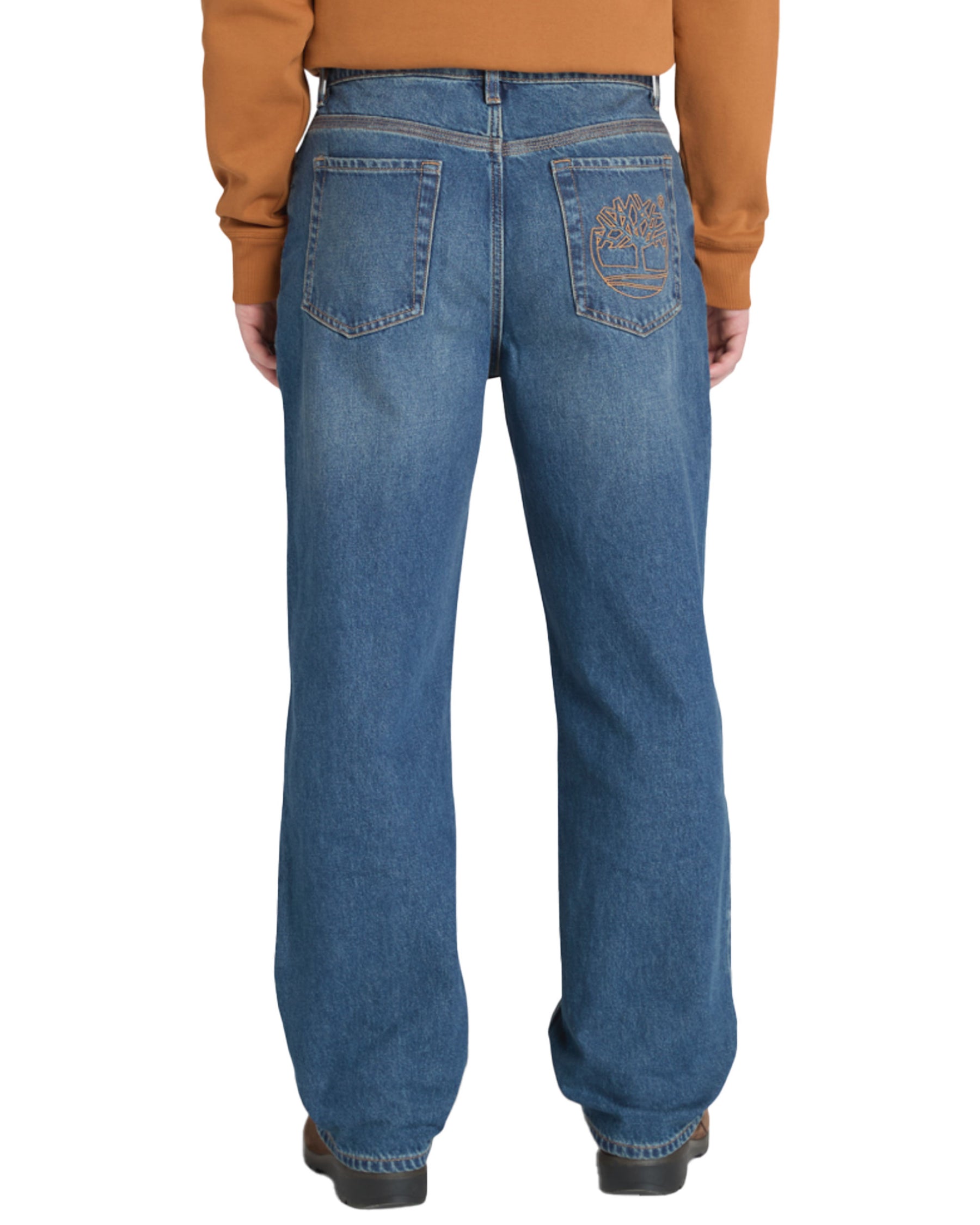 Timberland Sandown Back Embroidered Tree Logo Denim Pant Mid Indigo