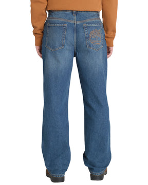 Timberland Sandown Back Embroidered Tree Logo Denim Pant Mid Indigo