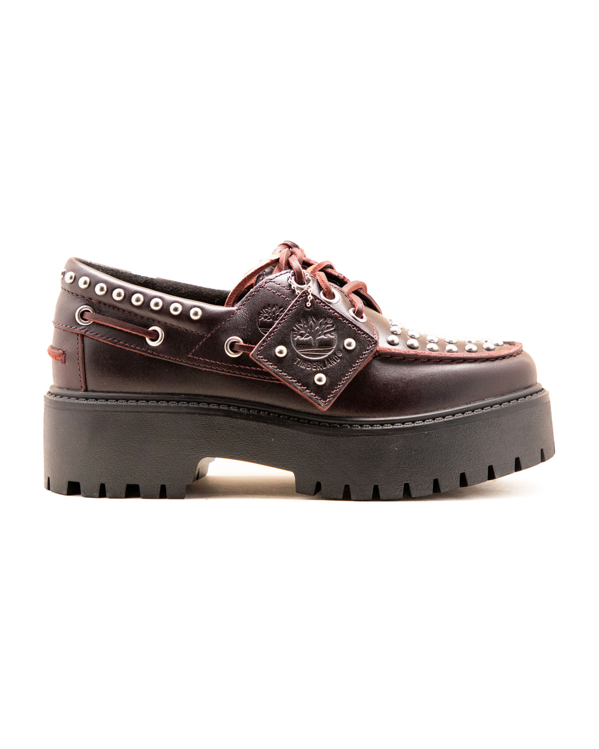 Timberland Stone Street Boat Shoe Stud Burgundy Full Grain