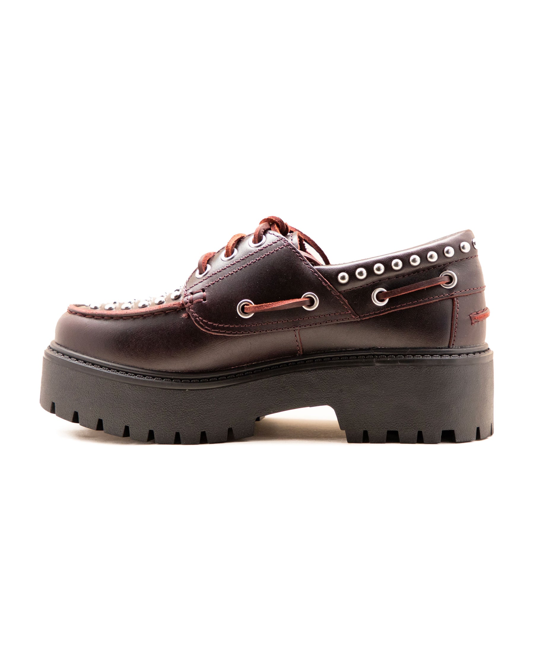 Timberland Stone Street Boat Shoe Stud Burgundy Full Grain