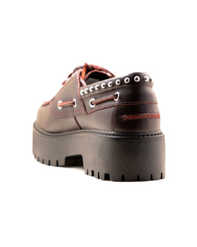 Timberland Stone Street Boat Shoe Stud Burgundy Full Grain