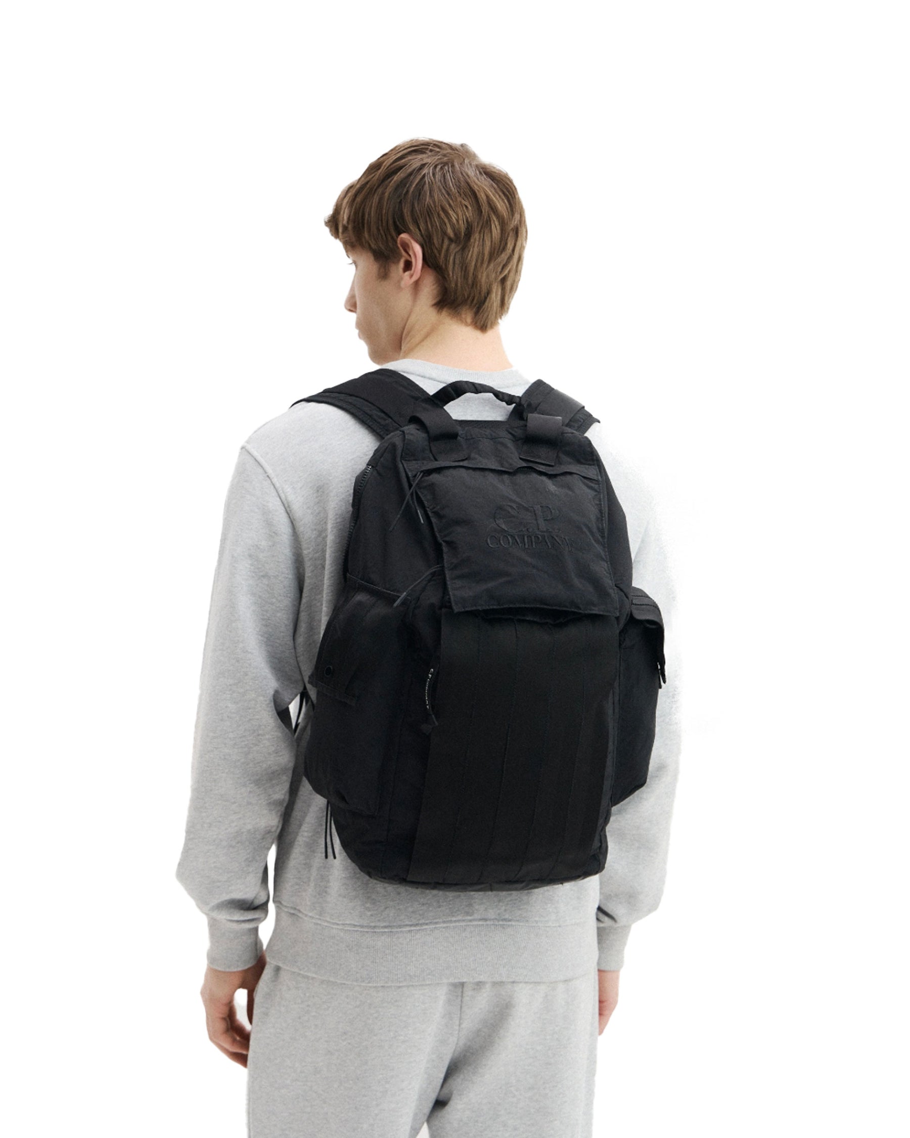 CP Company Back Pack Backpack In Plain Paper Touch Mixed Black