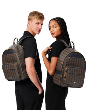 Lacoste The Blend Mono Slate Black Shitake Brown Backpack