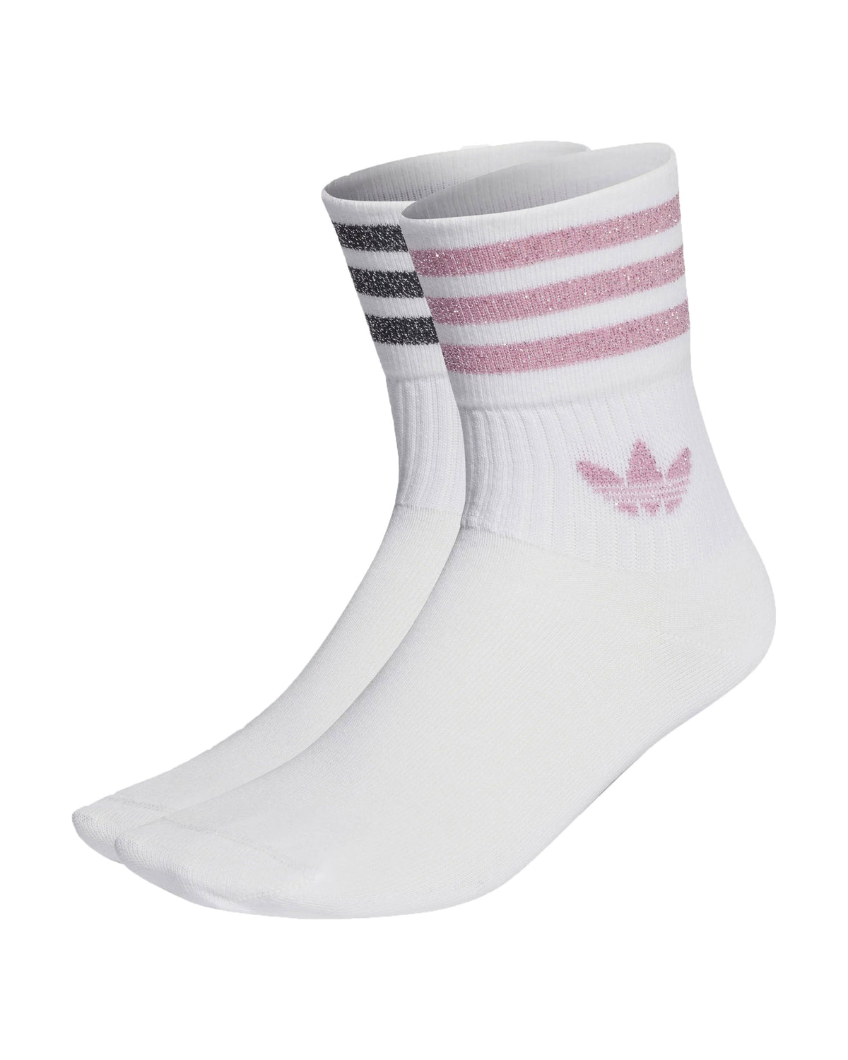 Adidas 2 Paia Mid Cut Glitter Sock Bianco