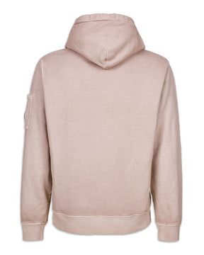 CP Company Brushed and Emerized Diagonal Fleece hoodie Bark