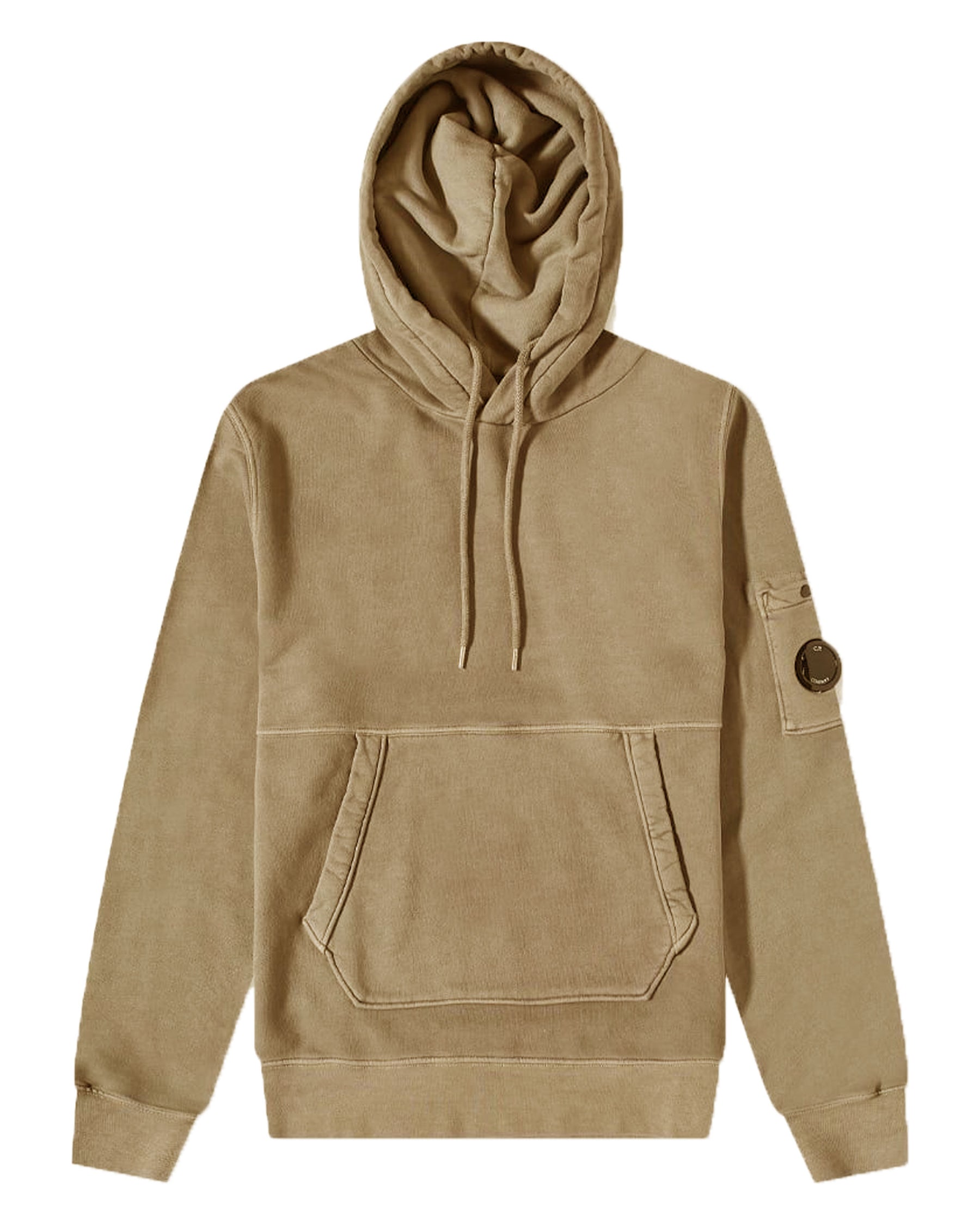 CP Company Brushed and Emerized Diagonal Fleece hoodie Cumin