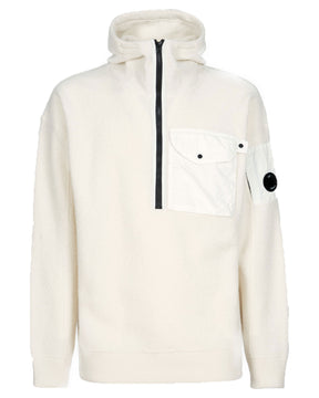 CP Company Knitwear Hooded in Lambswool Gauze White