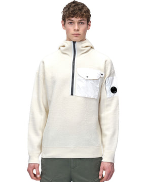 CP Company Knitwear Hooded in Lambswool Gauze White