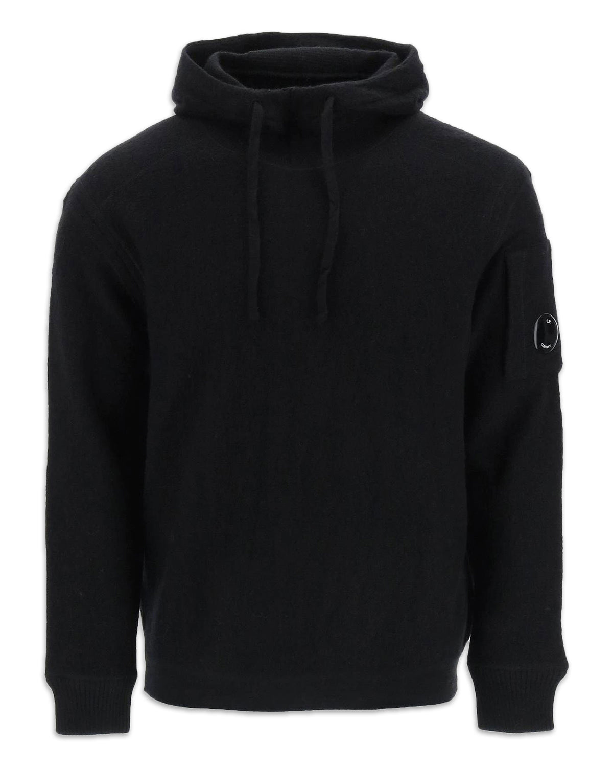 CP Company Knitwear Hooded in merino wool matted Black