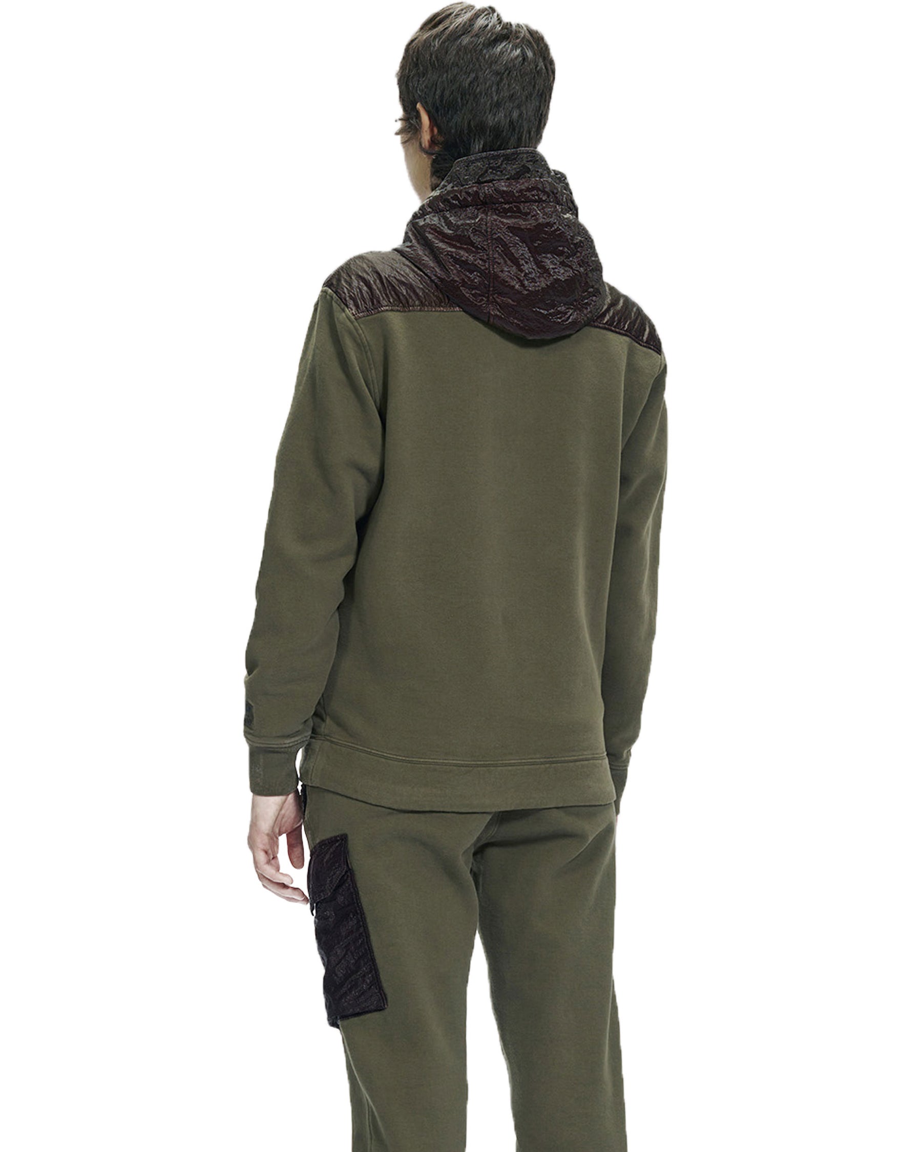 CP Company Sweatshirts Sweat Hooded in Diagonal Fleece Ivy Green