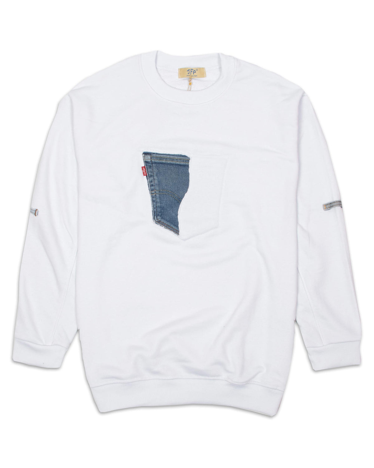 Felpa Giro Collo Just For Poor Levi's Hunt-G-Bianco