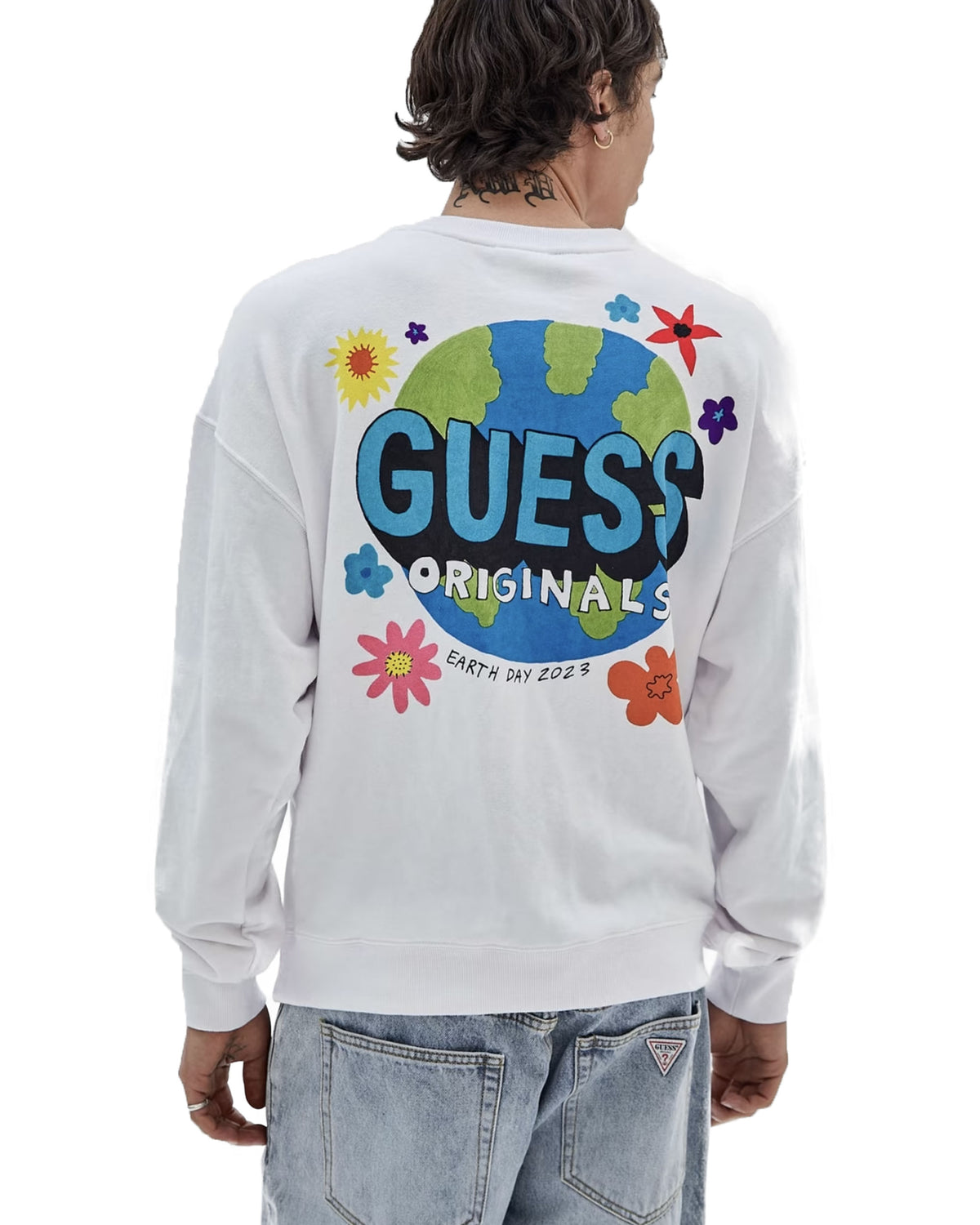 Guess Originals Earth Day Floral Crewneck Bianco