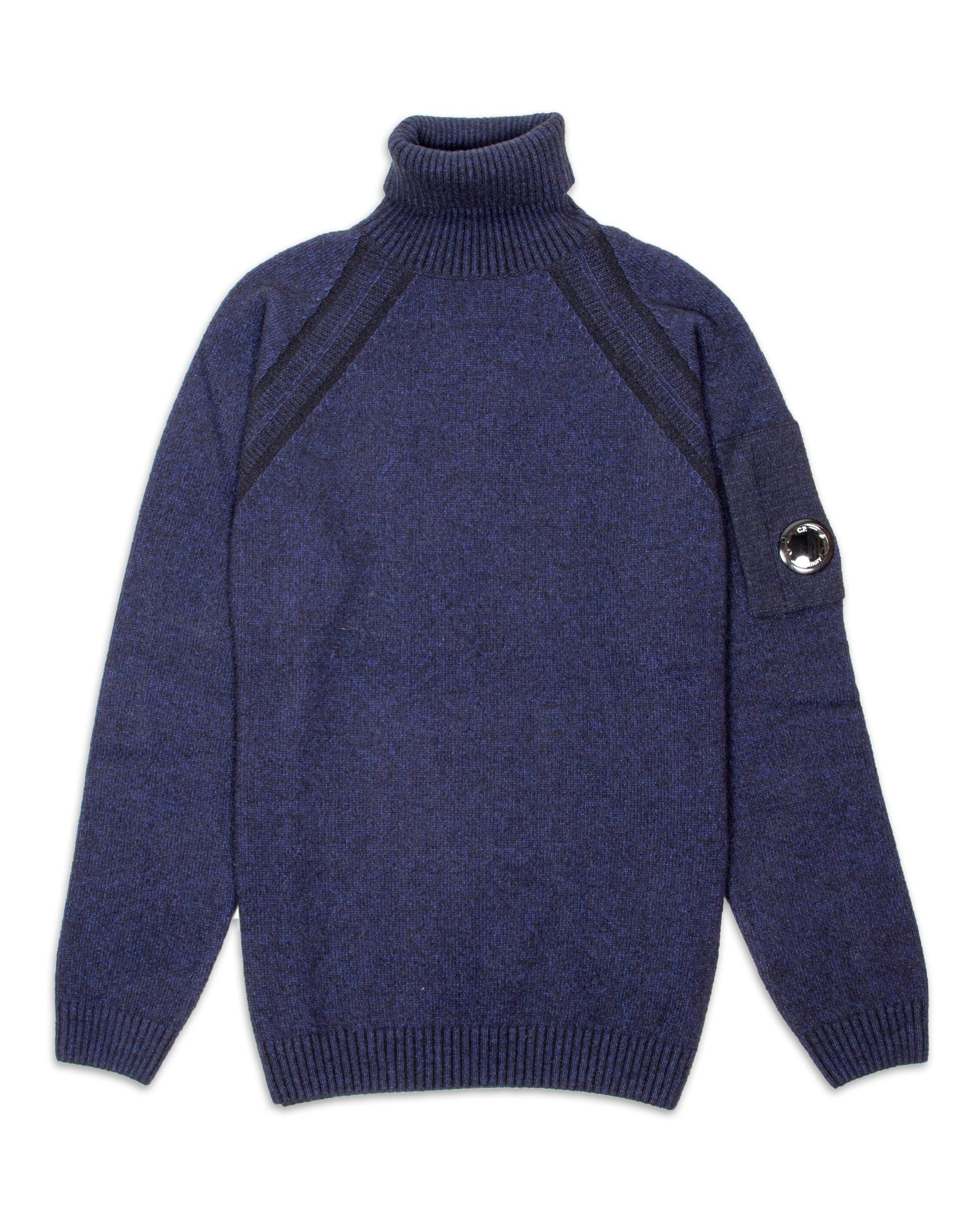 Maglione Collo Alto CP Company Fleece Knit Roll Blu
