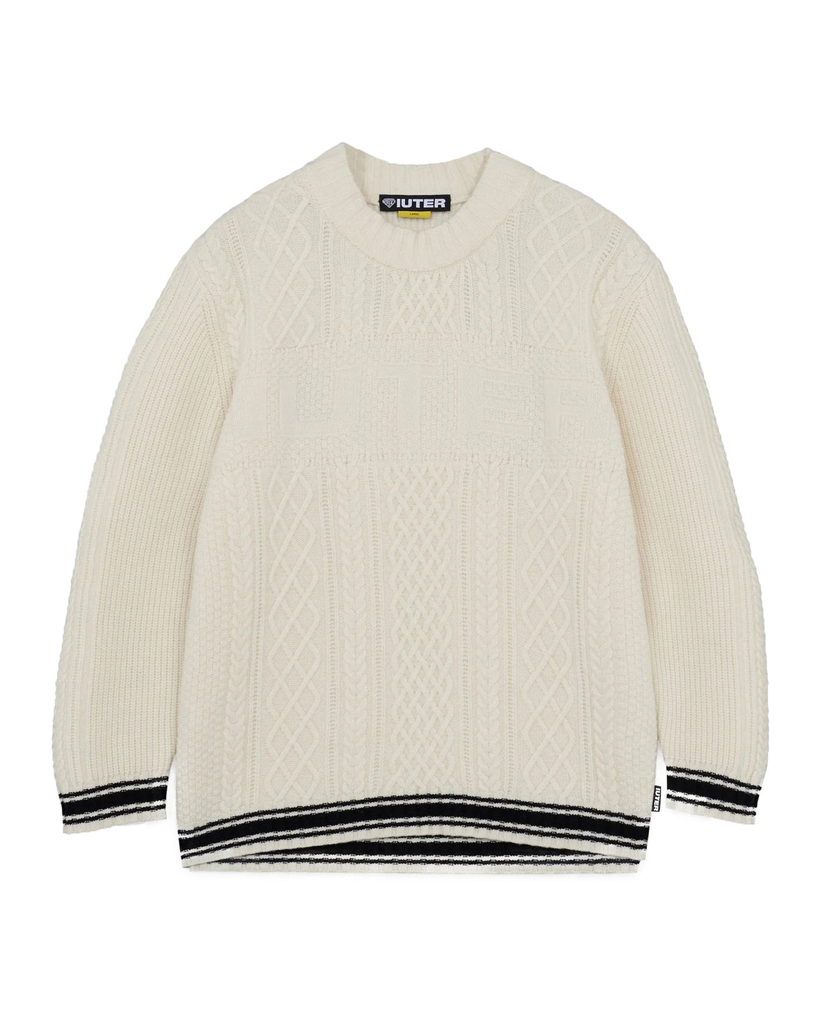 Man Sweater Iuter Cable Jumpers White