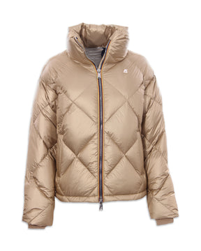 Woman Down Jacket K-Way Imelda Heavy Quilted Metal Gold