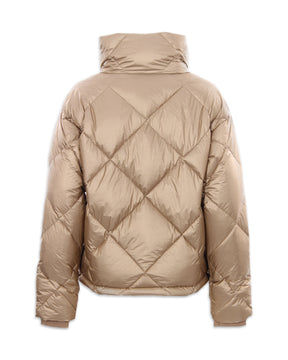 Woman Down Jacket K-Way Imelda Heavy Quilted Metal Gold