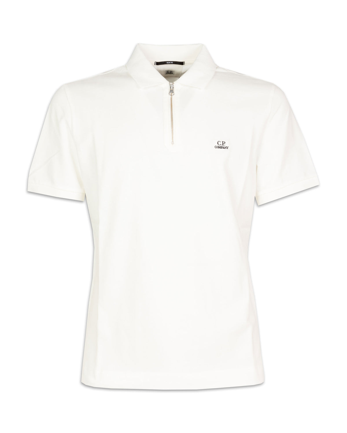 Polo Uomo CP Company Stretch Piquet Slim Zipped Polo Shirt Gauze White