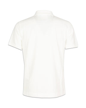 Polo Uomo CP Company Stretch Piquet Slim Zipped Polo Shirt Gauze White