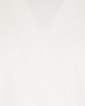 T-Shirt Uomo CP Company Jersey Logo Gauze White